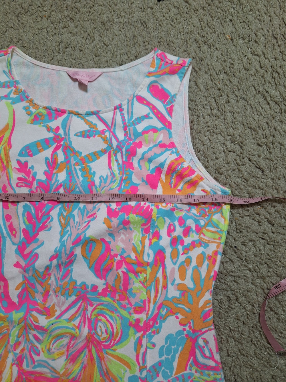 Lilly Pulitzer Scuba To Cuba Whiting Pearl Shift Coral Dress Size L - Picture 6 of 7